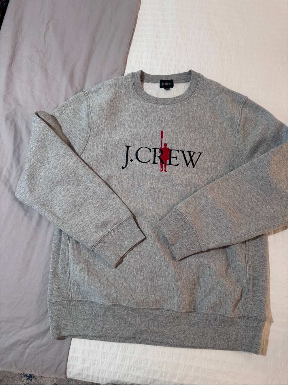 J. Crew Men's Grey Oarsman Logo Crewneck Sweater - L - Worn Once - Picture 6 of 9